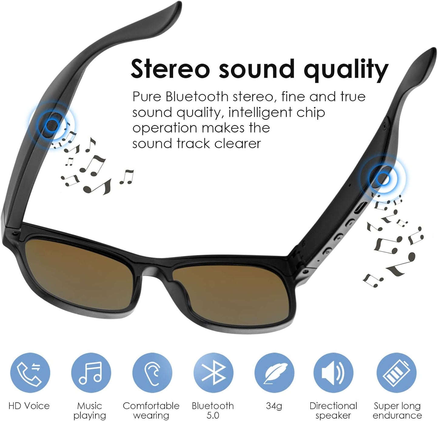 Gafas Inteligentes Bluetooth con Control Táctil y Protección UV