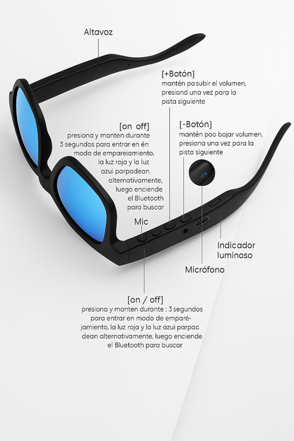 Gafas Inteligentes  Bluetooth con Control Táctil y Protección UV